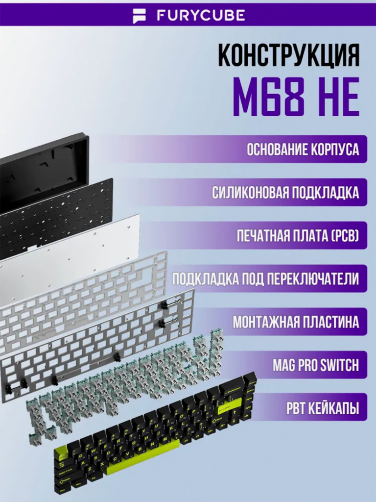 Игровая клавиатура QUALIGO M68HE, беспроводная магнитная