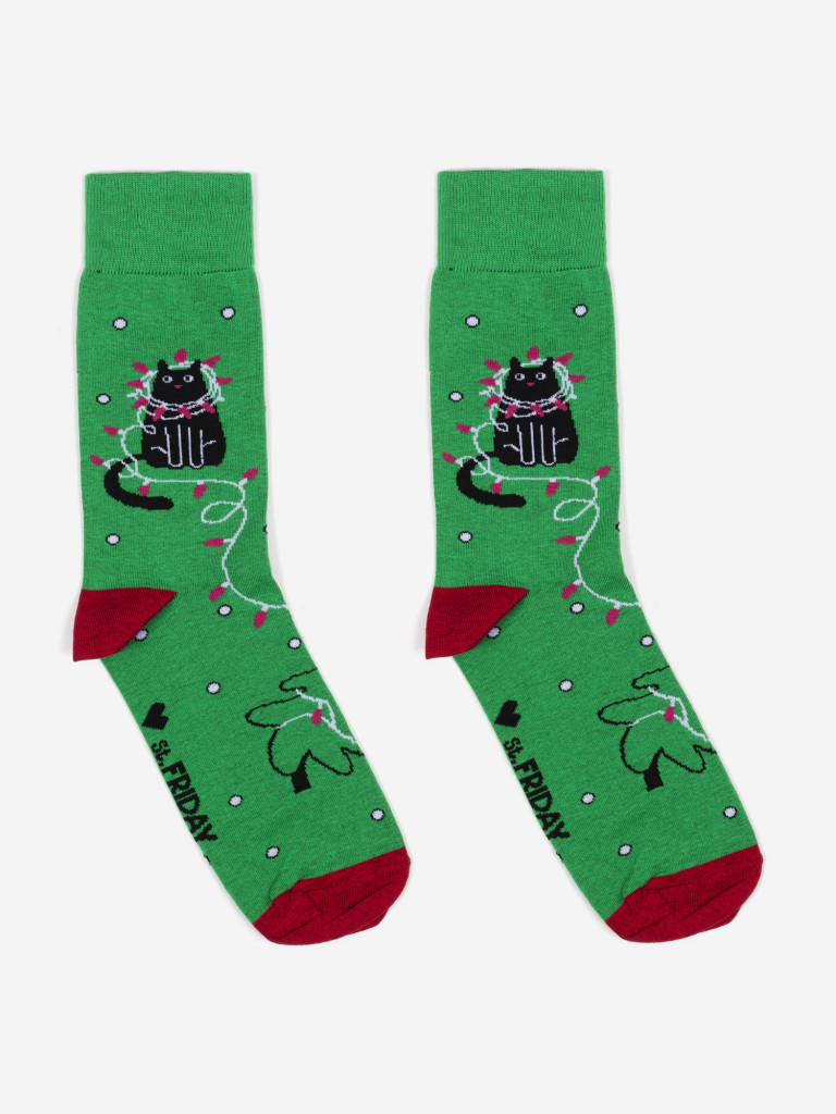 Новогодние носки St.Friday Socks, Гирлянда кота