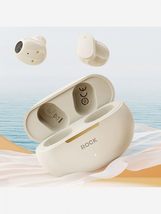 Беспроводные наушники Rock EB900 TWS Earphones Бежевые