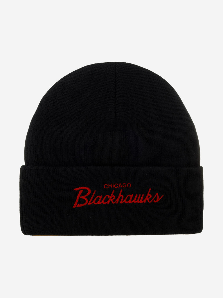 Шапка с отворотом MITCHELL NESS EU175-TEAMTALK-BLK Chicago Blackhawks NHL
