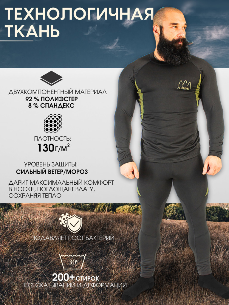 Термобельё мужское FINNHUNT Thermal Base Layer Black