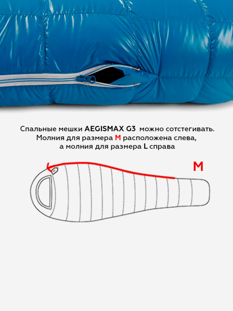 Спальный мешок AEGISMAX G3, пуховый, -15, размер M, синий