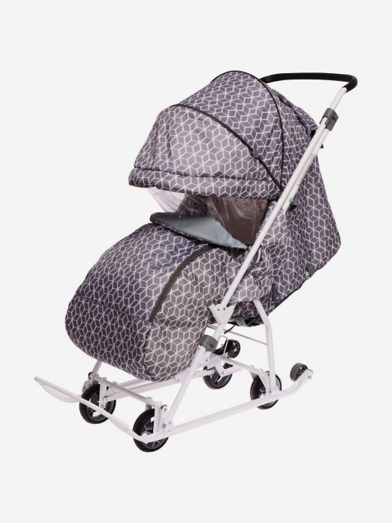 Санки-коляска комбинированная Nika"Наши детки 3-1К" НДТ3-1К с ромбиками серый