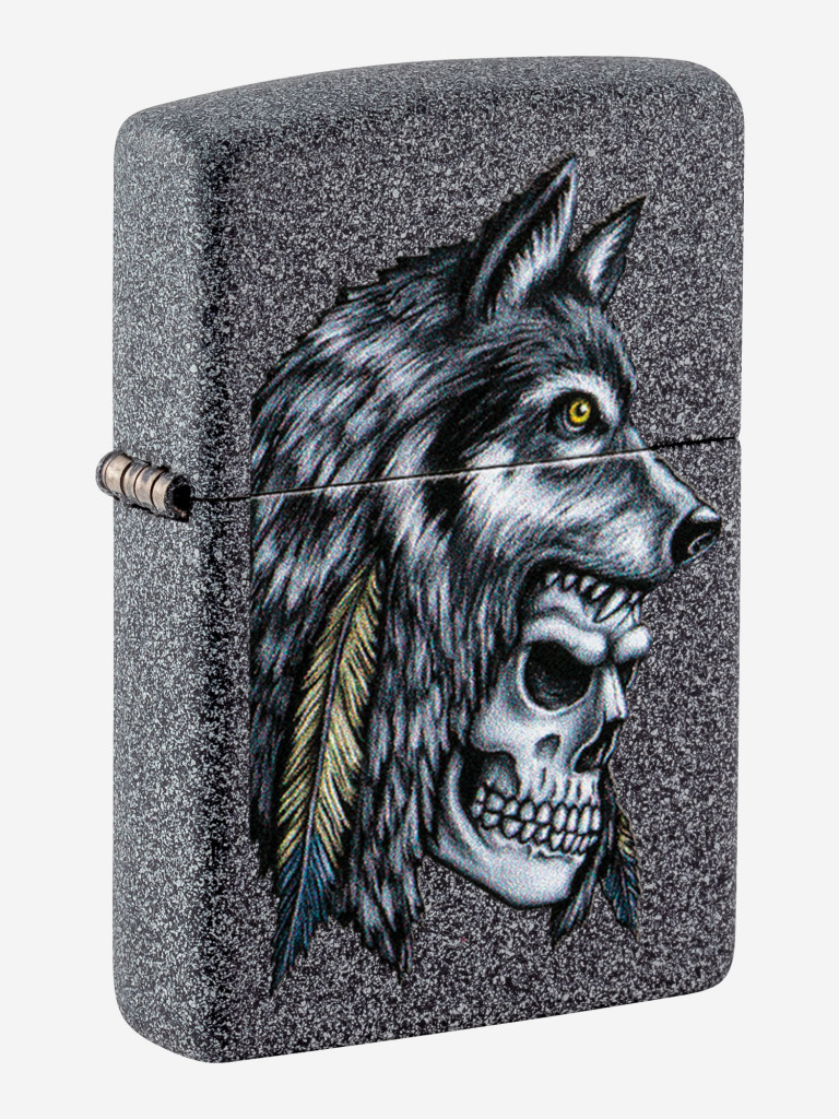 Зажигалка бензиновая ZIPPO 29863 Wolf Skull Feather