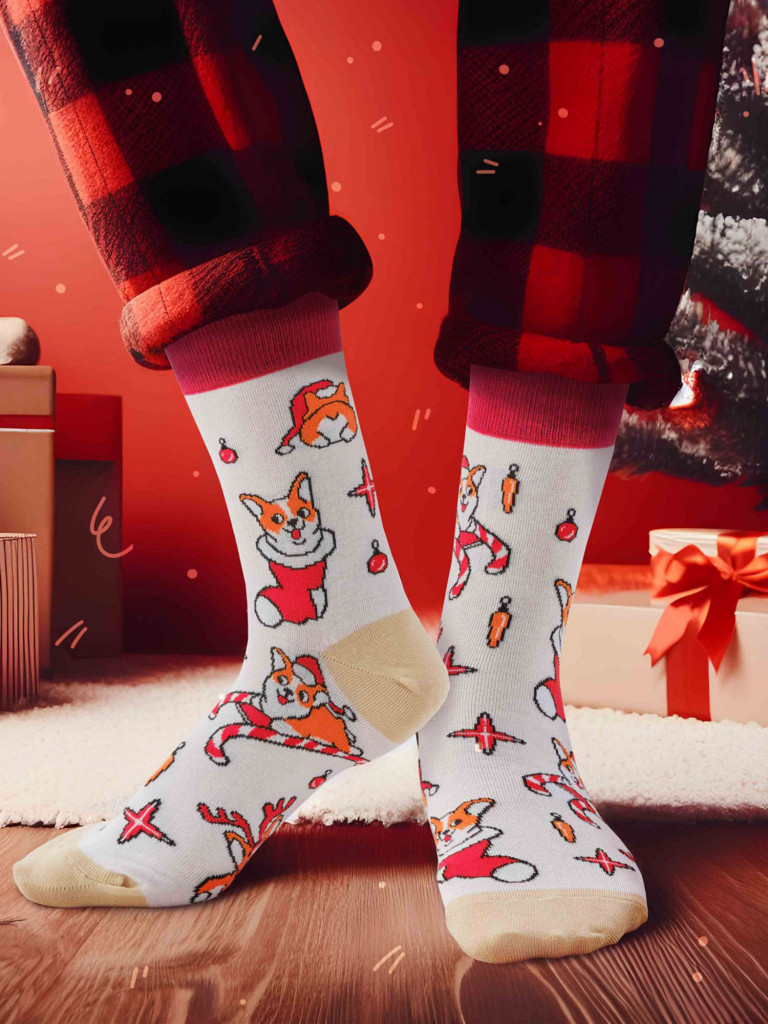 Новогодние носки St.Friday Socks - Корги Новый Год