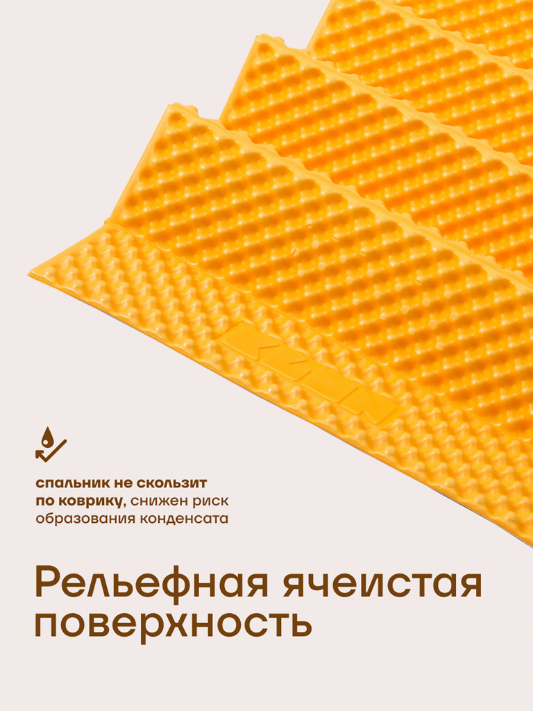 Коврик туристический KLMN пенный складной желтый