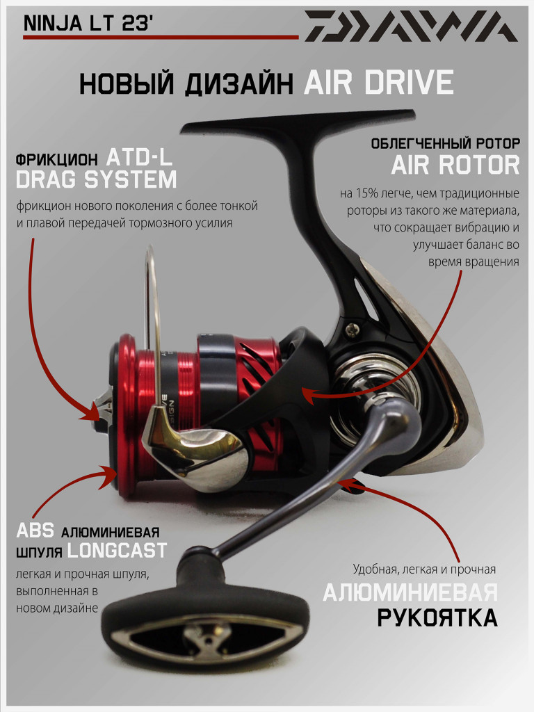 Катушка для спиннинга безынерционная Daiwa 23 Ninja LT 2500