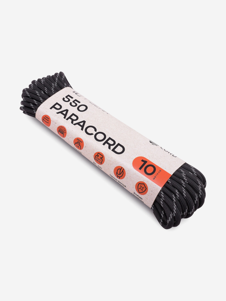 Паракорд 550 T-Gear x CORD nylon 10м световозвращающий (Black)