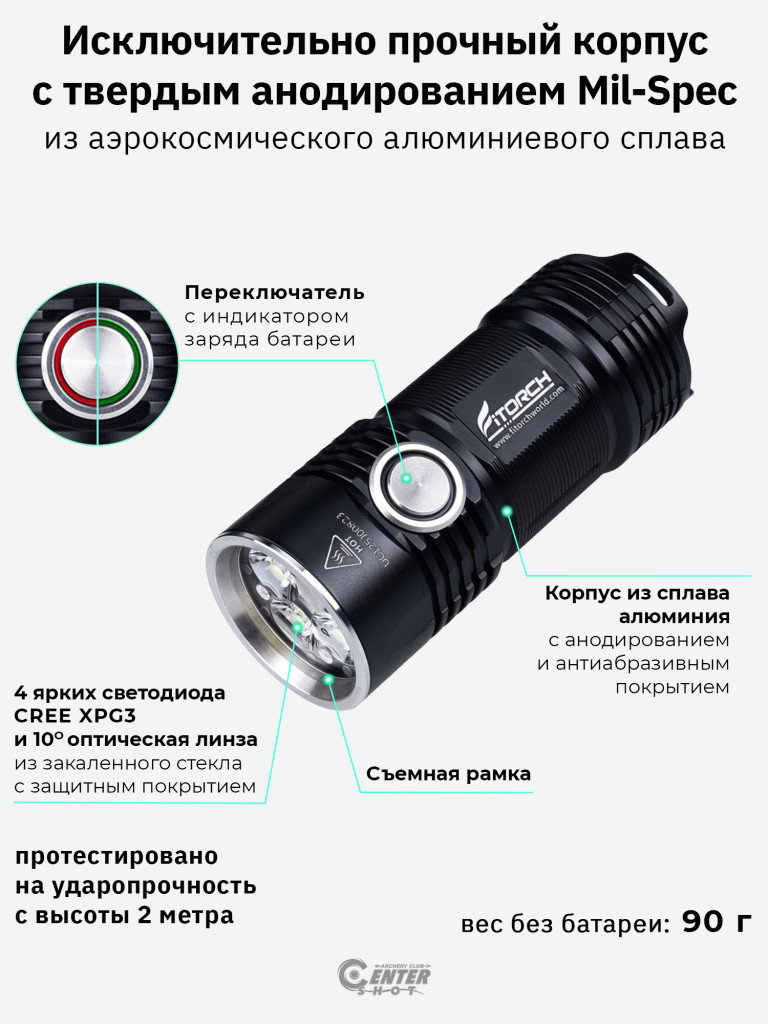 Фонарь FiTorch P25 универсальный компактный (акум. с USB)