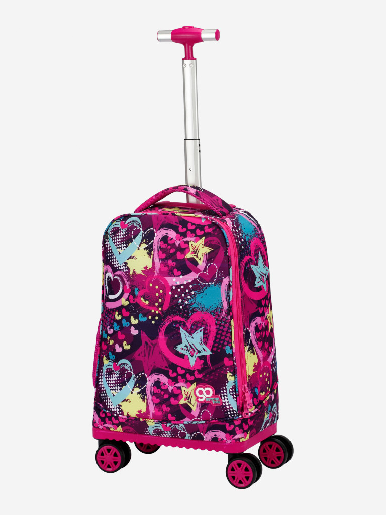 Чемодан детский BEYOND TIME D11 Сердечки на темном фоне розовый