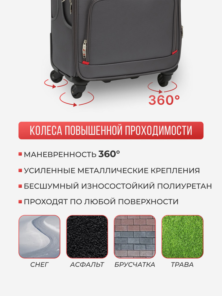 Чемодан Tevin s ручная кладь тканевый неубиваемый