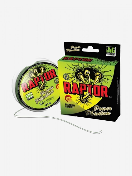 Шнур для рыбалки Power Phantom Raptor PE, 135м, флуоресцентный зеленый #1,5, 0,2мм, 15,4кг