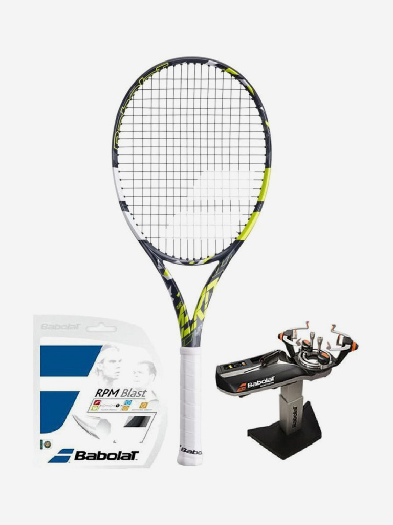 Ракетка для бол. тенниса Babolat EVO AERO LITE (2025), с натяж., серый/желтый/белый (370), ручка 1