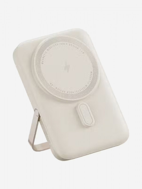 Беспроводной внешний аккумулятор магнитный 15W Rock P20 SE Magnetic Holder Wireless Power Bank 10 000 Mah. 15W PD20W бежевый