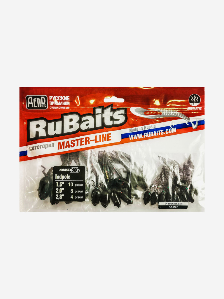 Набор для рыбалки. Cиликоновые приманки. Головастик RuBaits Tadpole 38, 50, 70 мм Cлаг, рак, личинка. На окуня судака форель. Микроджиг. Майский жук Chafer
