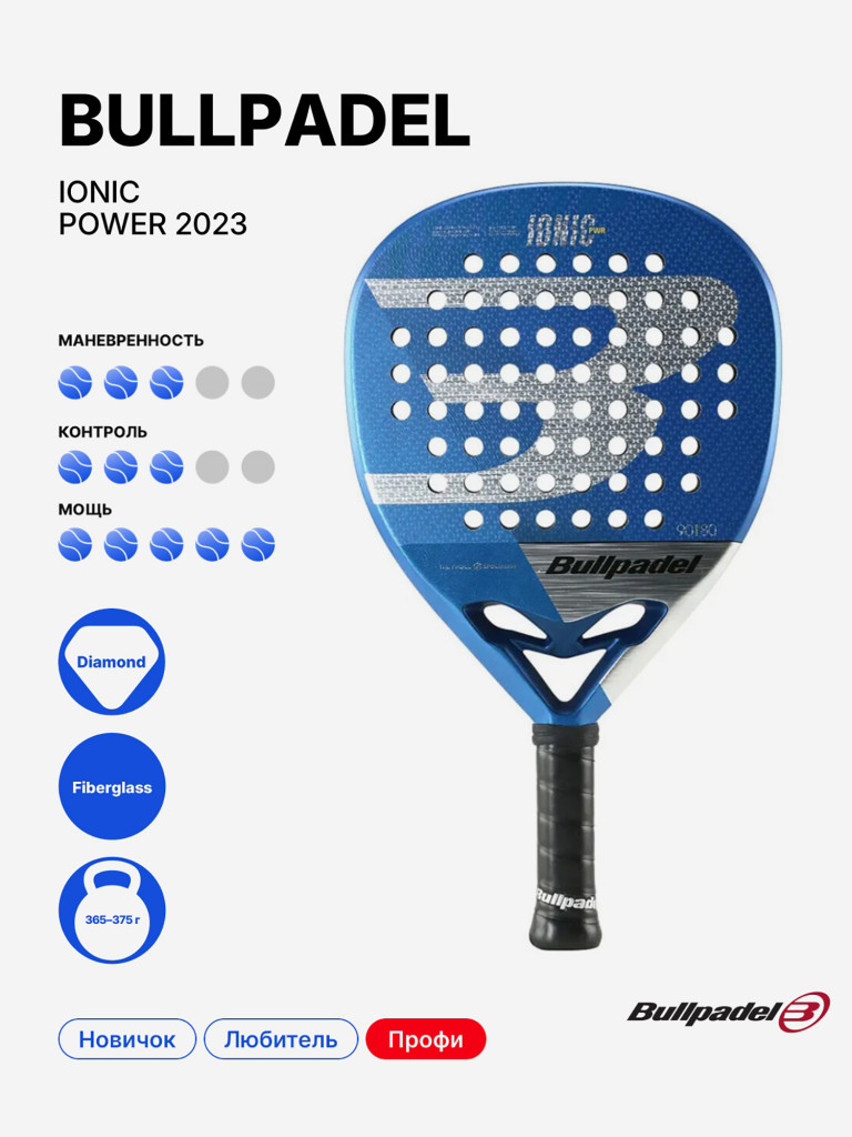 Ракетка для падела BULLPADEL IONIC POWER 2023