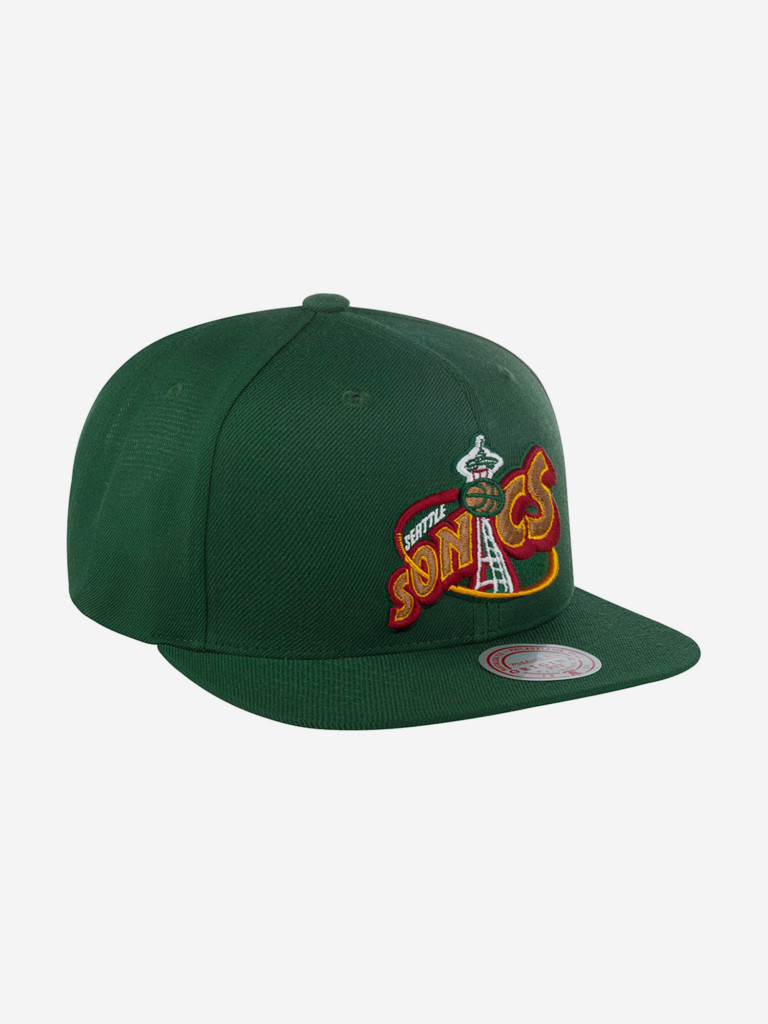 Бейсболка с прямым козырьком MITCHELL NESS HHSS3258-SSUYYPPPGREN Seattle Supersonics NBA