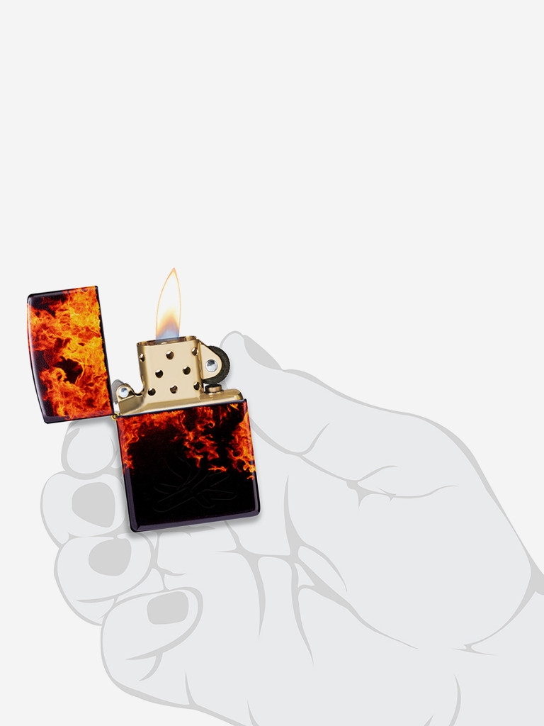 Зажигалка бензиновая ветроустойчивая Zippo Fusion Inferno Design 540 Tumbled Brass