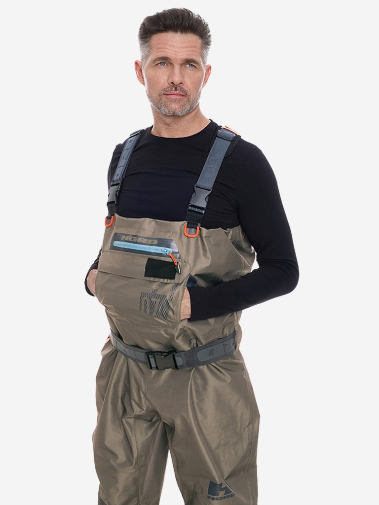 Мембранные вейдерсы Hord, мужские, водонепроницаемые, полиэстер, хаки