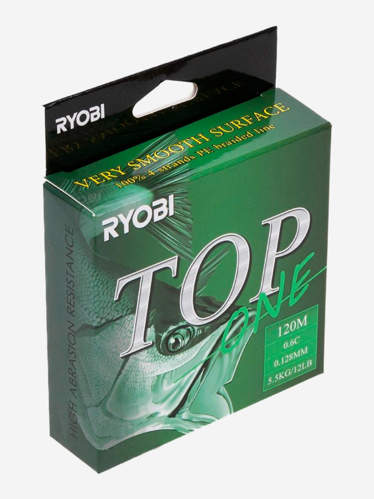 Шнур плетеный для рыбалки Ryobi TOP PE4X, 120м, 0,128мм, 5,5кг, темно-зеленый