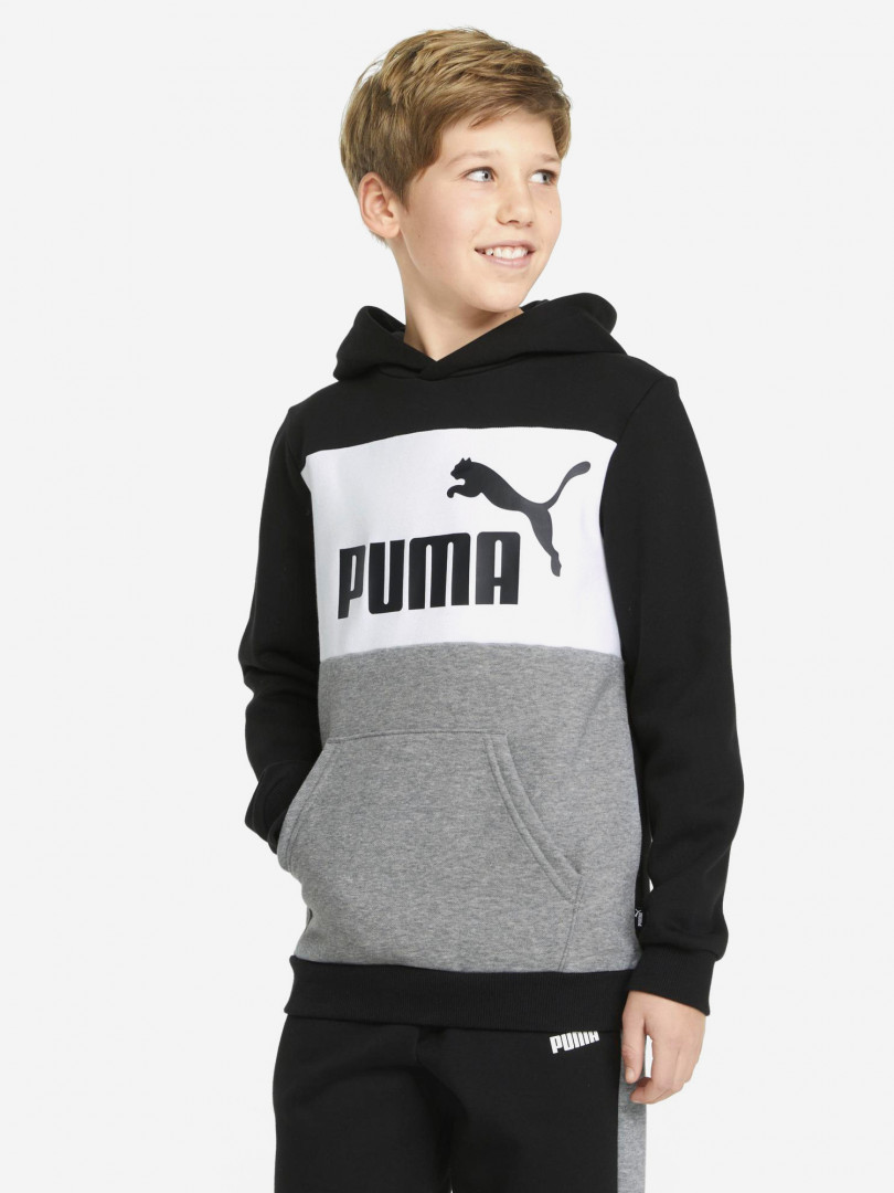 Худи для мальчиков PUMA Ess+ Colorblock 26931330299 Черный, размер 129, 140, фото 1