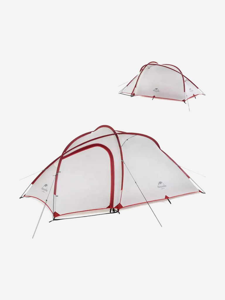 Палатка Naturehike Hiby Si 3-местная, алюминиевый каркас, серо-красная