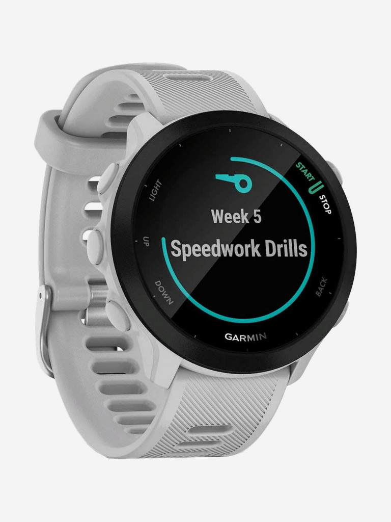 Часы Garmin Forerunner 55, черные с белым ремешком (WHITE STONE) 010-02562-11