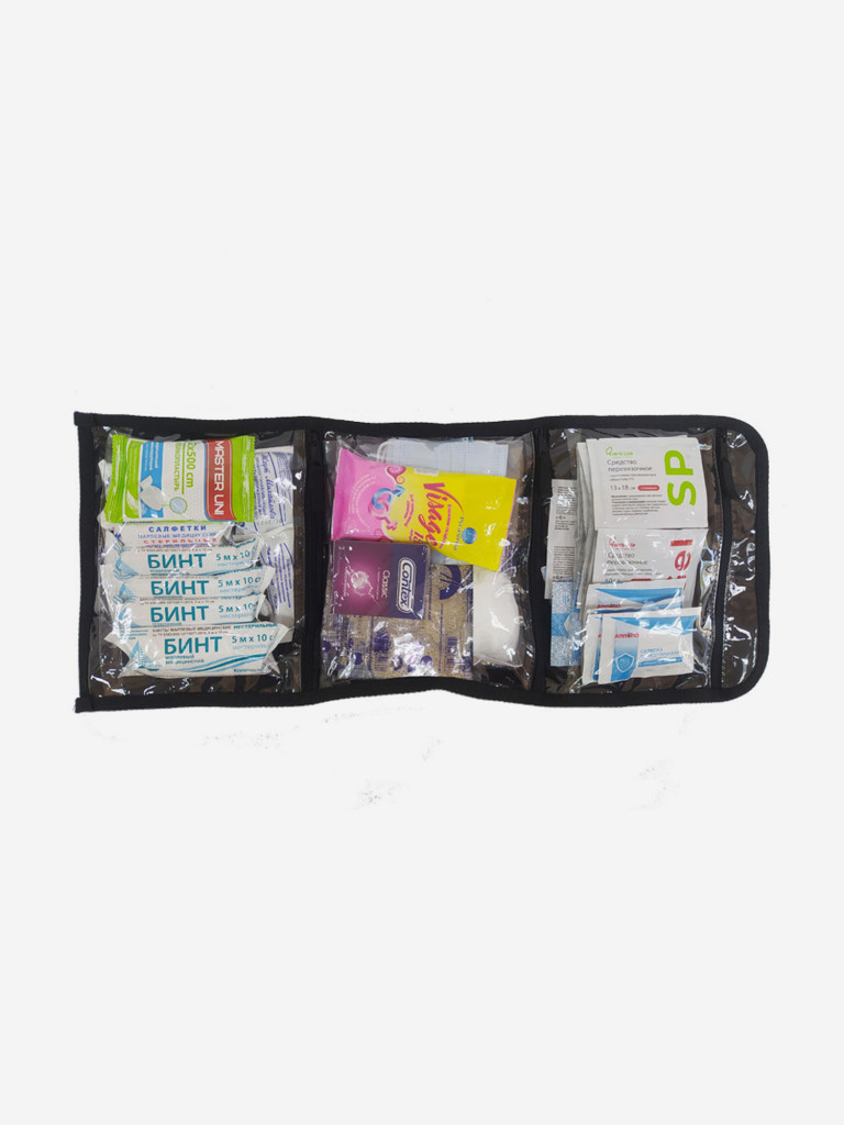 Набор (с наполнением) первой помощи для активного отдыха, туризма, путешествий (сумка- скрутка)