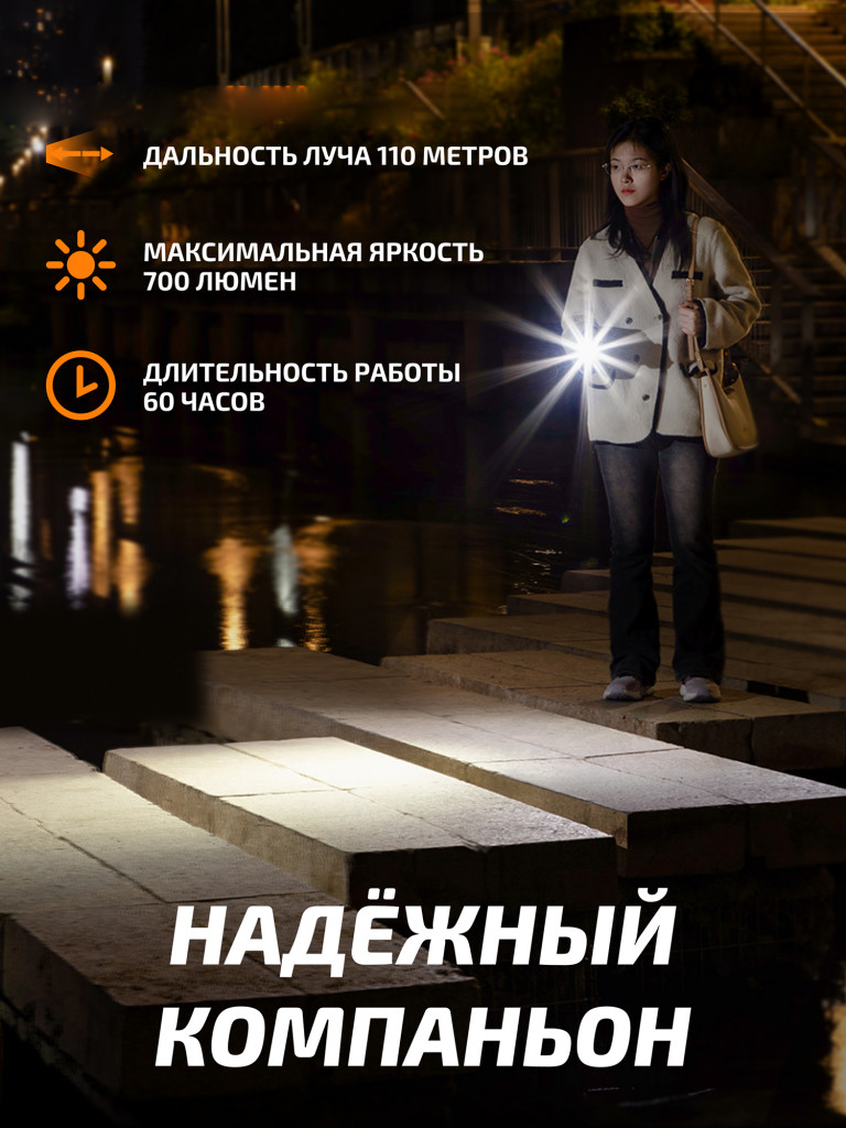 Фонарь-брелок Fenix E06R серый
