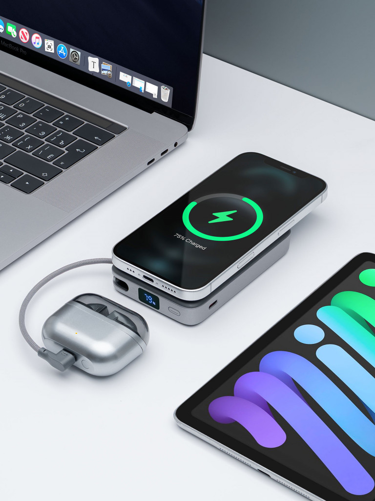 Внешний аккумулятор NRG MageSafe Qi2 10000 мА-ч (37Вт-ч), 15Вт
