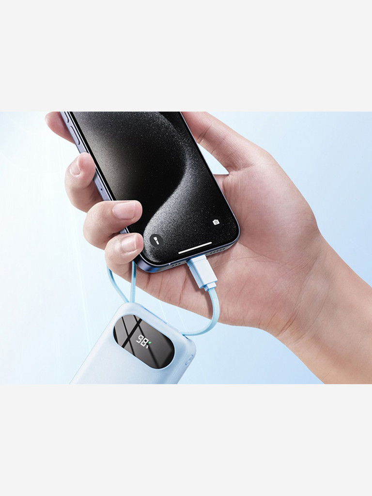 Внешний аккумулятор карманный ROCK Y11 Mini Series Power Bank with Cable 20000mAh 35w голубой