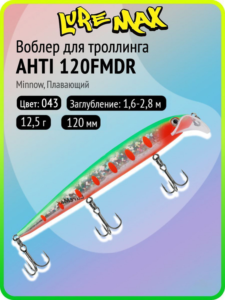 Воблер для рыбалки LureMax AHTI 120FMDR-043, 12,5 г, 120 мм, плавающий