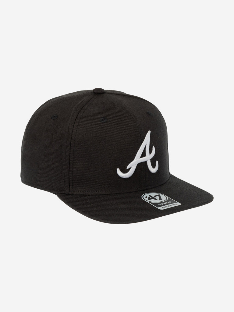 Бейсболка с прямым козырьком 47 BRAND B-NSHOT01WBP-BKD Atlanta Braves MLB (черный)