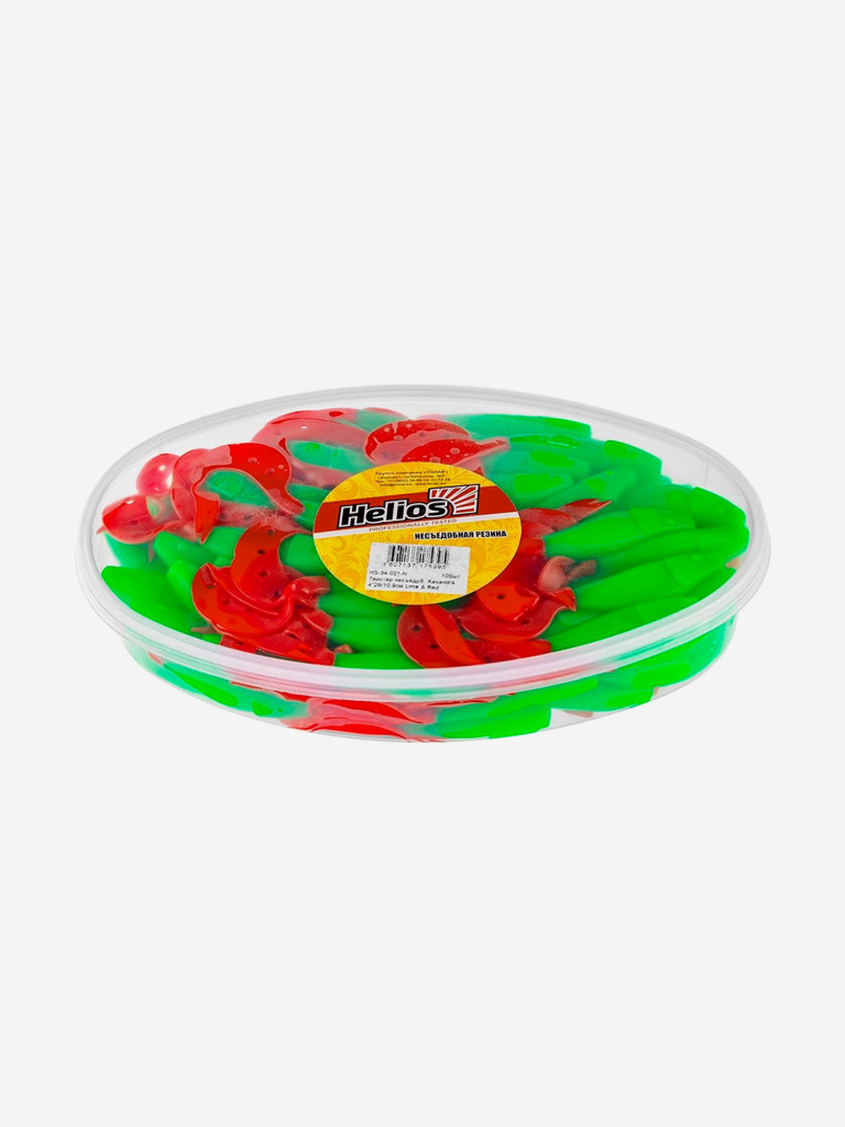 Мягкая приманка Helios Kasandra, 4,29'' / 10,9 см, Lime & Red, 100 шт (HS-34-021-N)