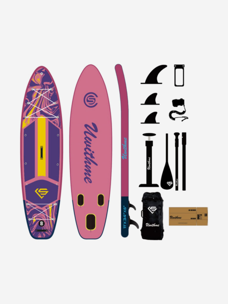 SUP-доска Uwithme Striped Pink 335*86*15,полный комплект