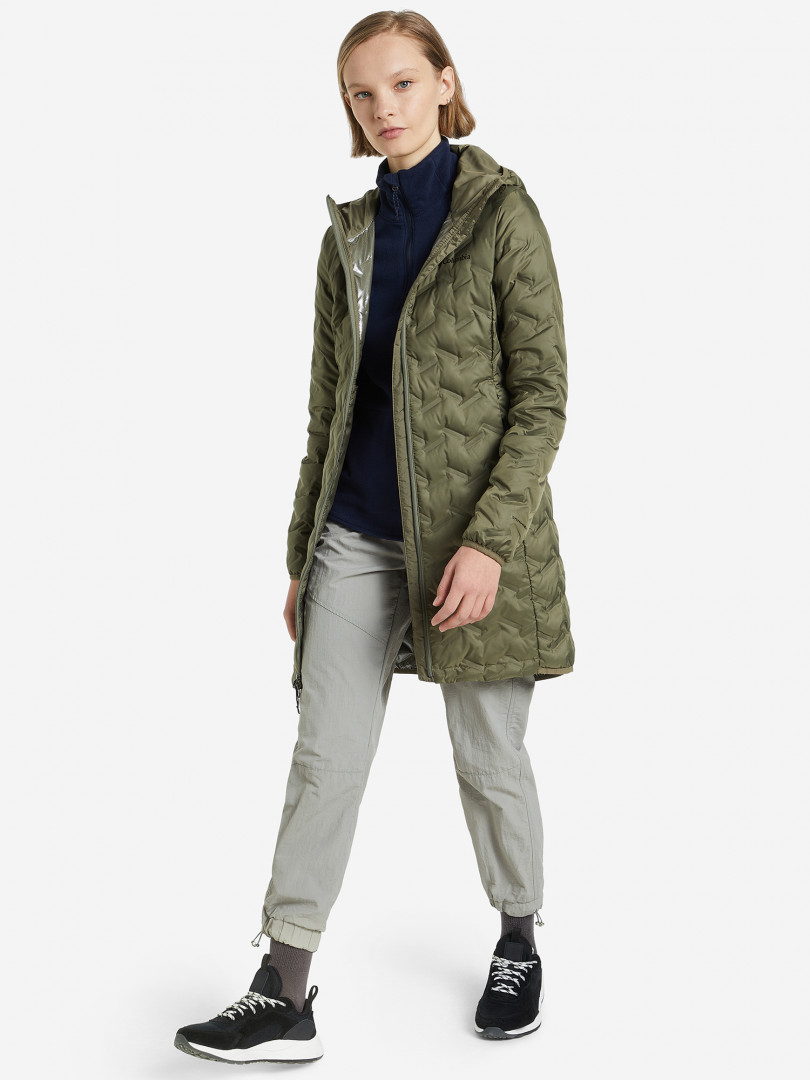 фото Пуховик женский columbia delta ridge long down jacket, зеленый