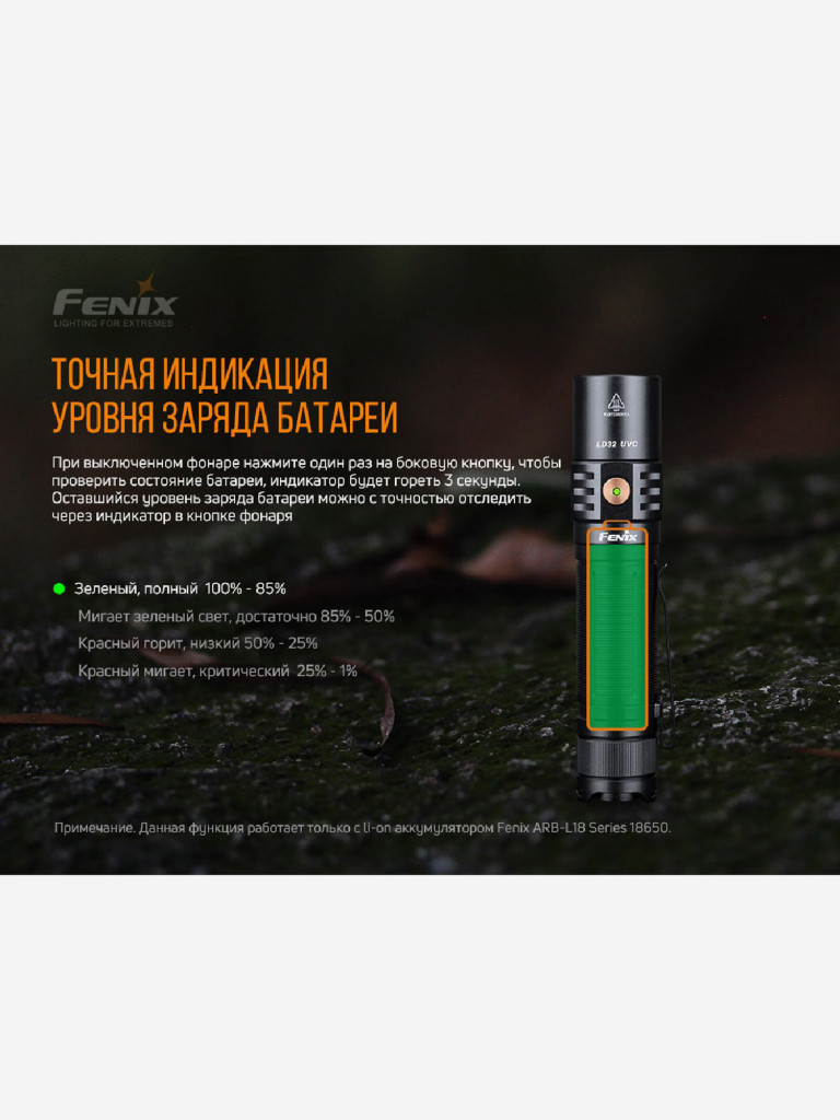 Фонарь Fenix ручной LD32 UVC, 1200 Лм