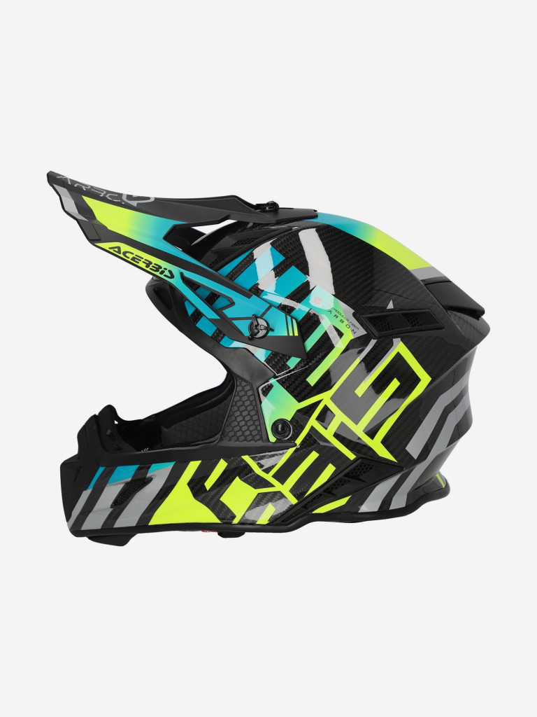 Мотошлем кроссовый взрослый Acerbis STEEL CARBON 22-06 Light Blue/Fluo Yellow