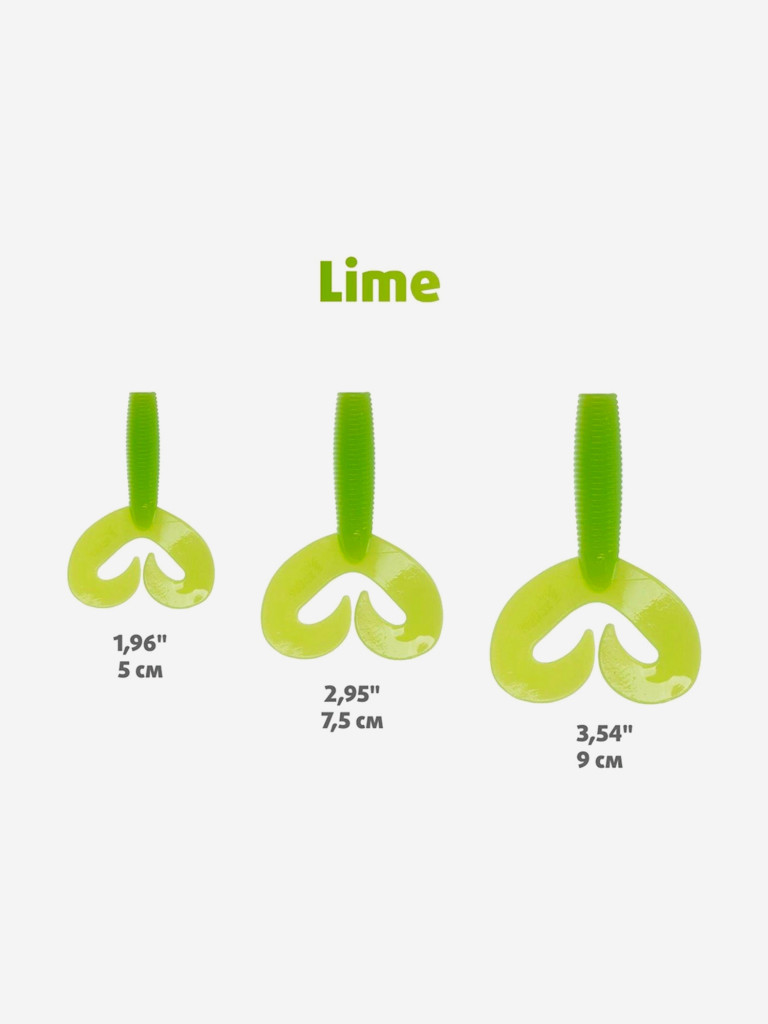 Мягкая приманка Helios Credo Double Tail, 3,54" / 9 см, Lime, 5 штук (HS-28-008)
