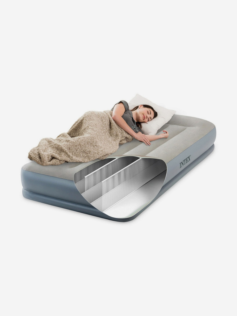 Кровать надувная Intex 64116 PILLOW REST MID-RISE, Twin, 99х191х30 см, с насосом 220В