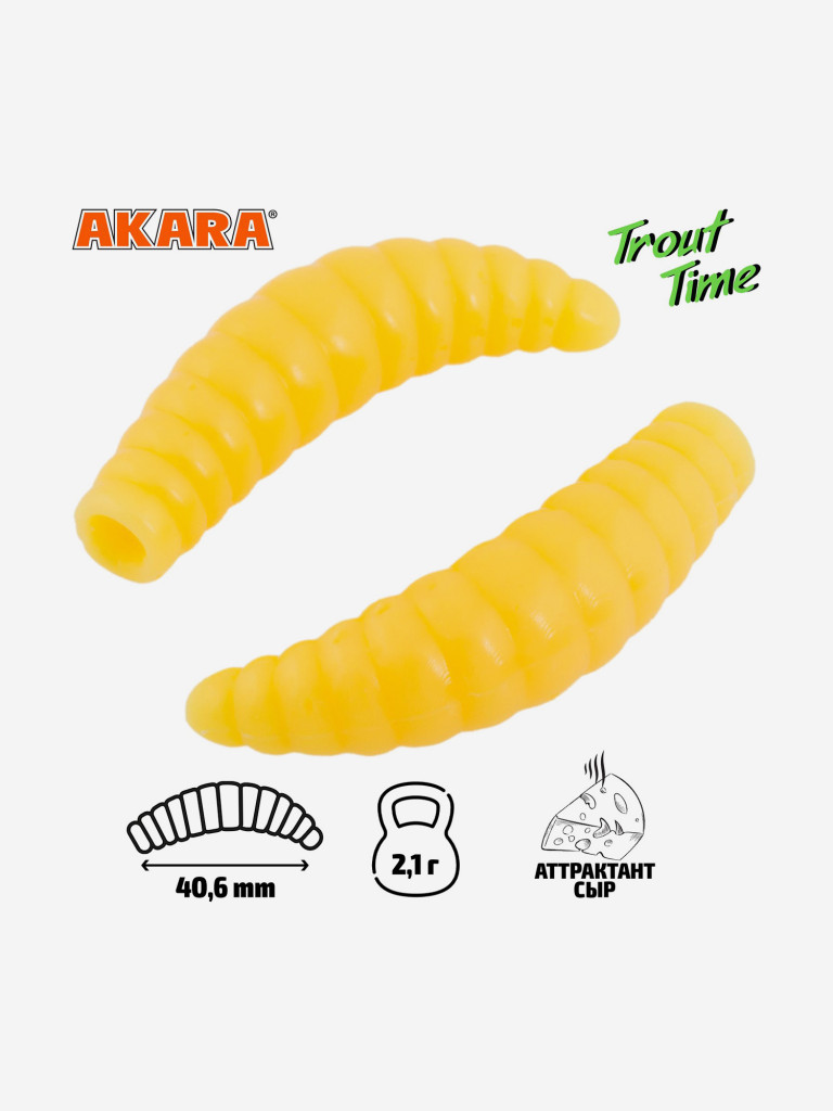 Силиконовая приманка Akara Trout Time MAGGOT 1,6 446, Cheese (20 шт.)