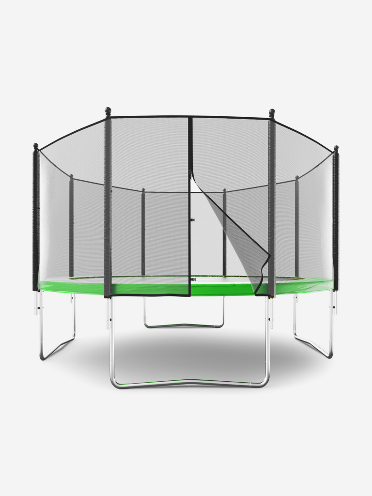 Батут каркасный UNIX Line Simple 12 ft Green с внешней защитной сеткой, общий диаметр 366 см, до 150 кг