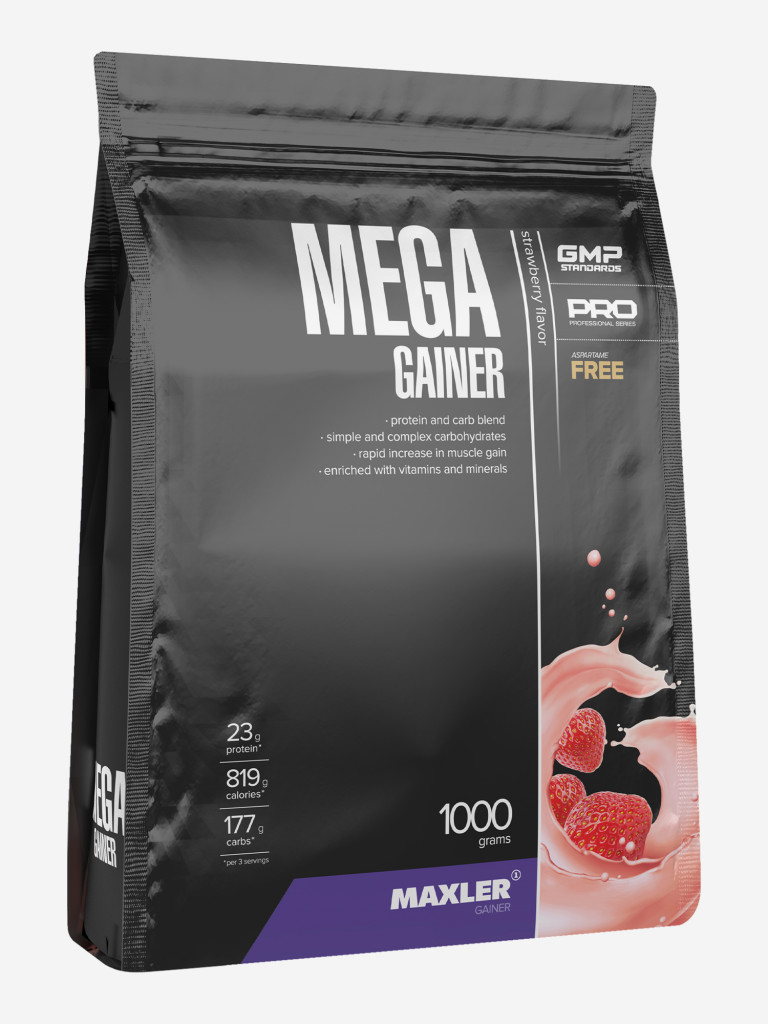 Гейнер для набора массы Maxler Mega Gainer, 1 кг - Клубника