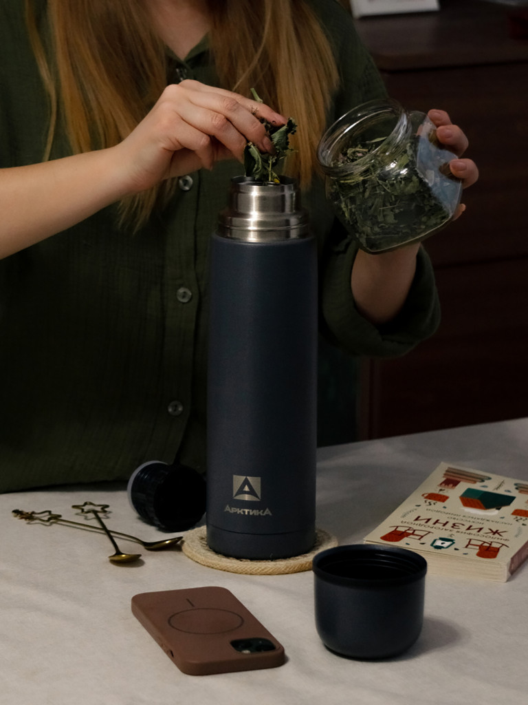 Термос вакуумный Арктика 1 л, индиго