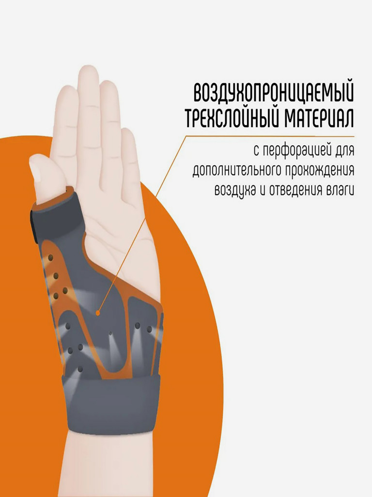 Ортез лучезапястный на большой палец руки ORLIMAN, бандаж на запястье, фиксатор пястно-фаланговый Испания, фиксатор при тендините, артрите, после травмы M770 р.1