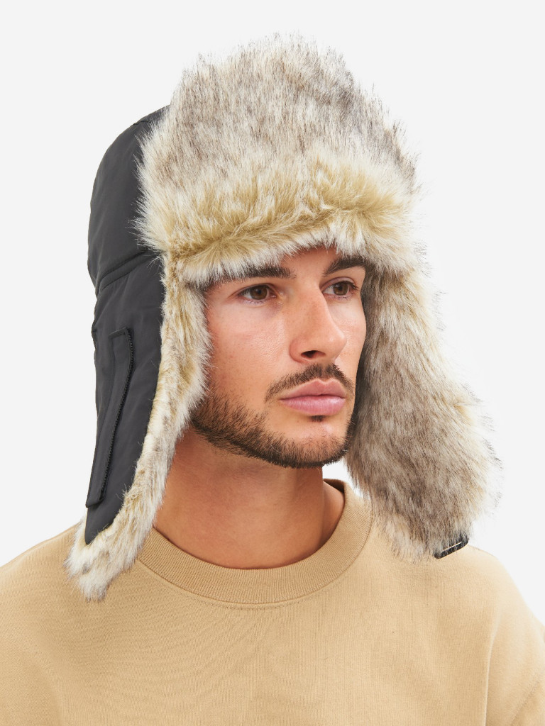 Шапка-ушанка мужская зимняя меховая с маской Huntsman Евро Волк