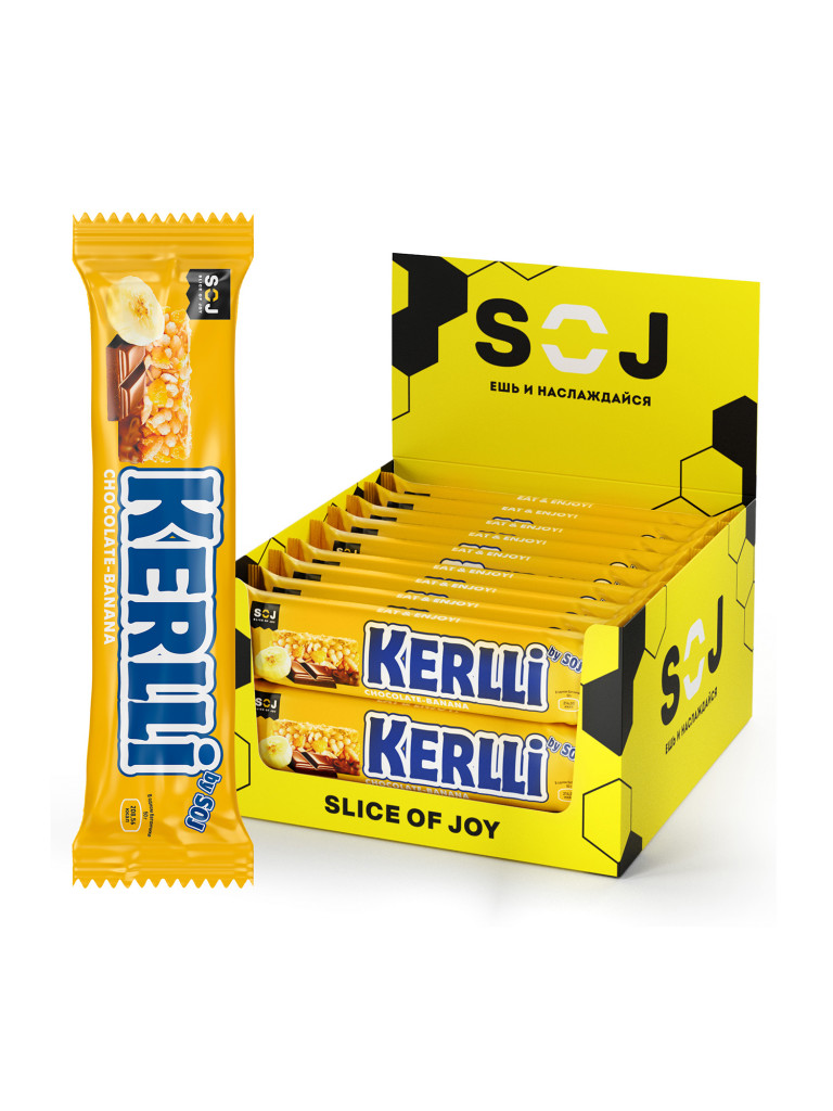 KERLLi Злаковые батончики с бананом в молочном шоколаде 50г (18 штук) 1*1
