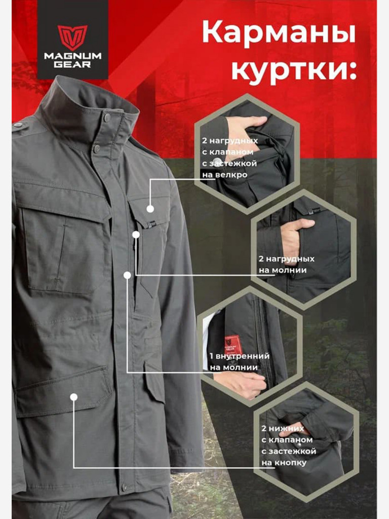 Куртка для рыбалки мужская MAGNUM GEAR FLAGMAN графит