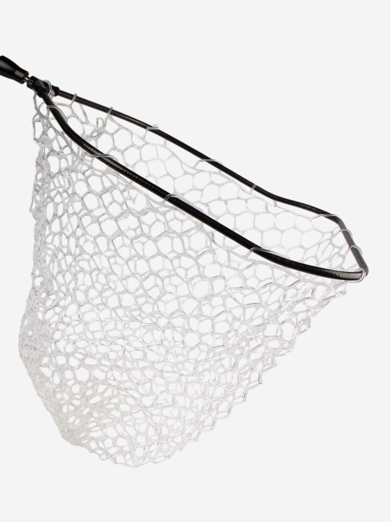 Голова для подсачека на форель сетка прозрачный силикон, ячейка 30 мм, рамка карбон