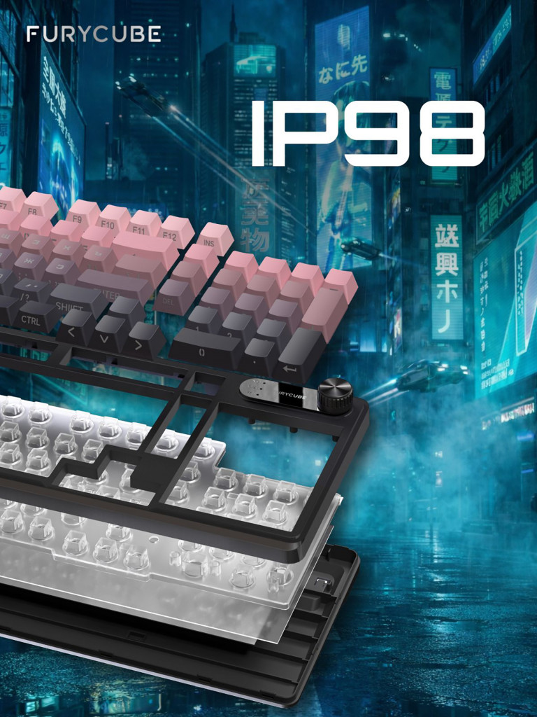 Игровая клавиатура Furycube IP 98 Градиент розовый B Мембранная